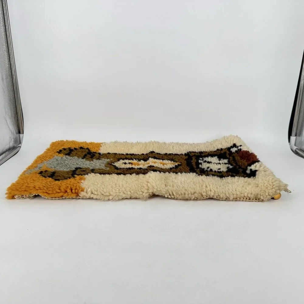 Vintage Handwoven Wall Hanging Tapestry Folk Art Textile 22x12